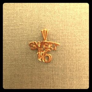 Gold Sweet 16 necklace pendant